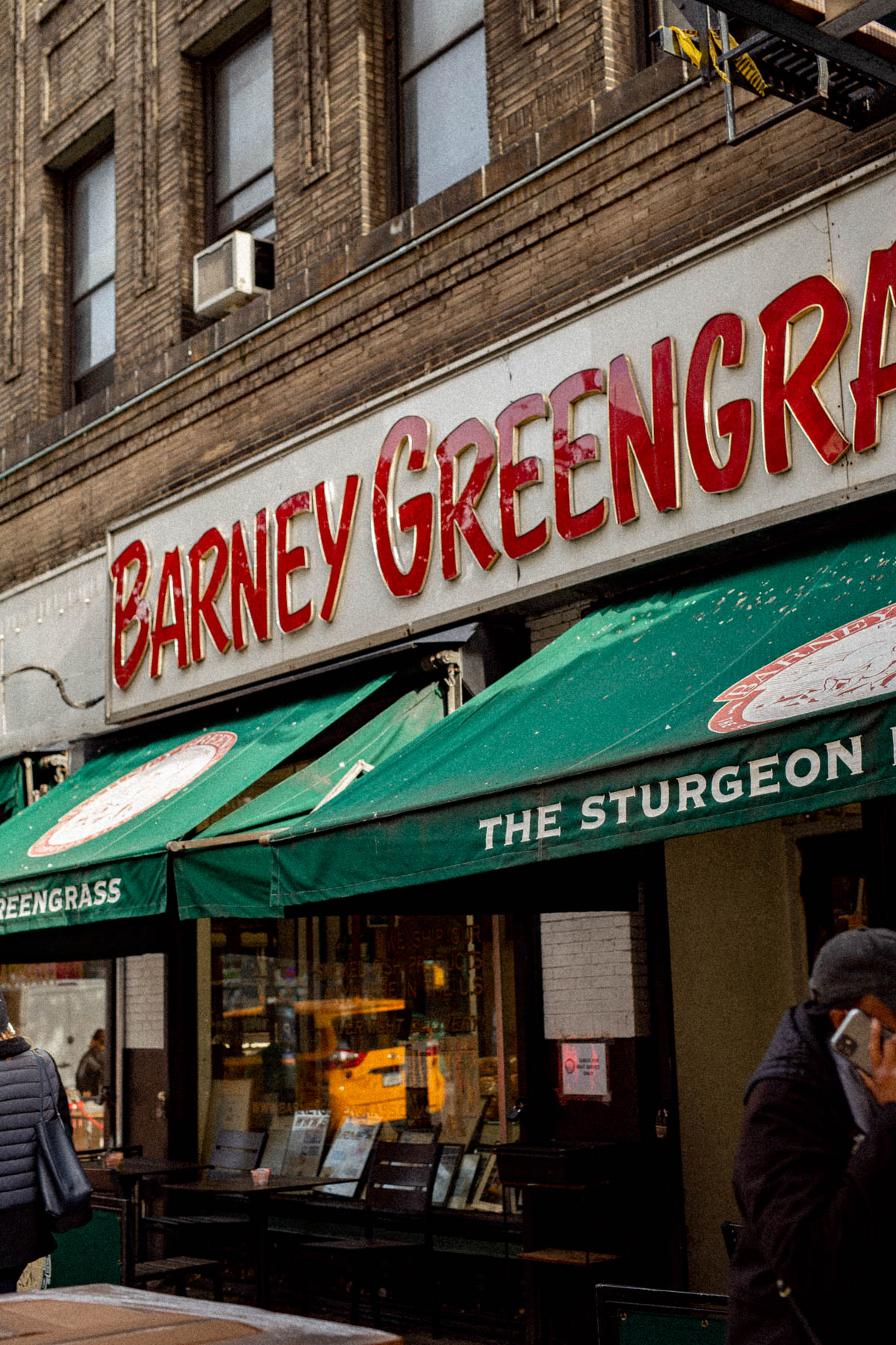 The storefront and awning of Barney Greengrass on the Upper West Side.