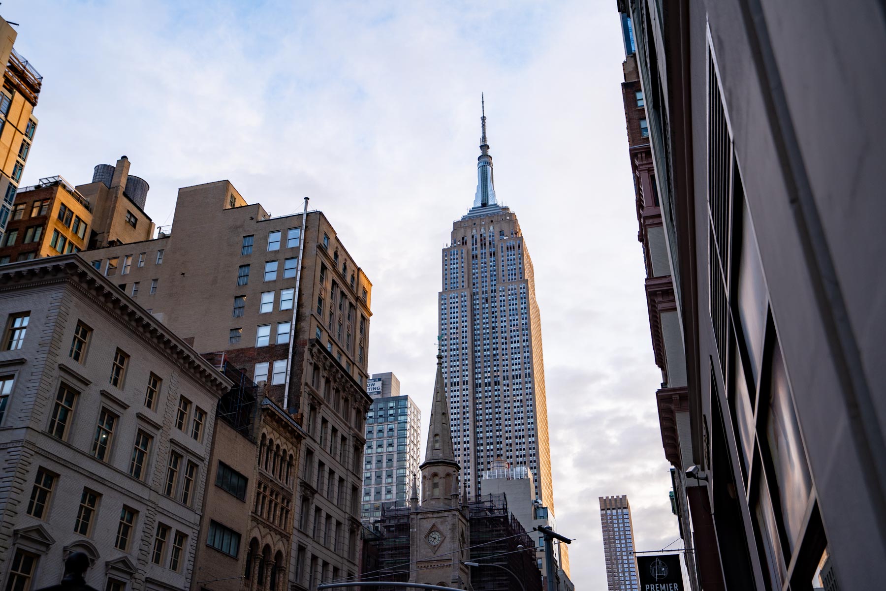 Street view of The Empire State Building, one of NYC's tallest buildings