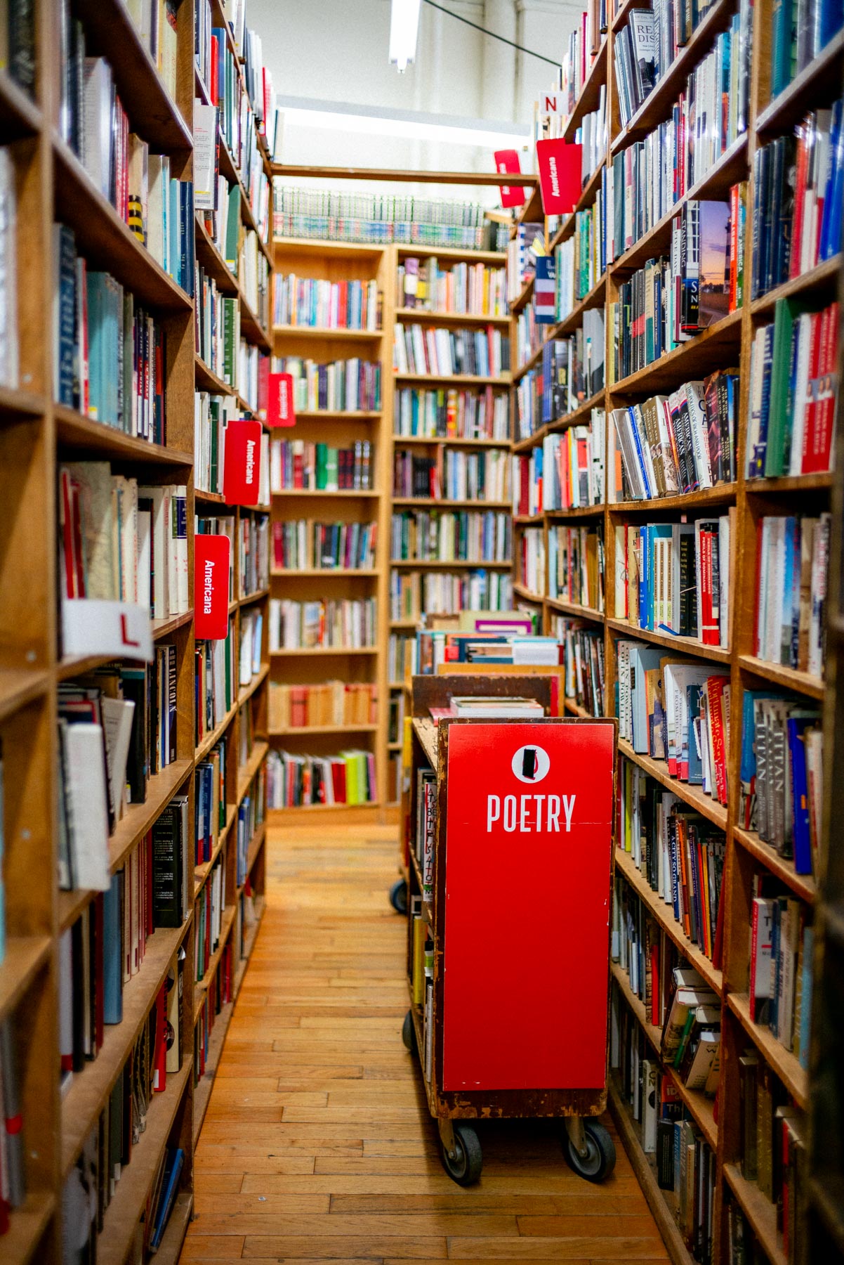 Shelves full of books at the Strand Book Store NYC
