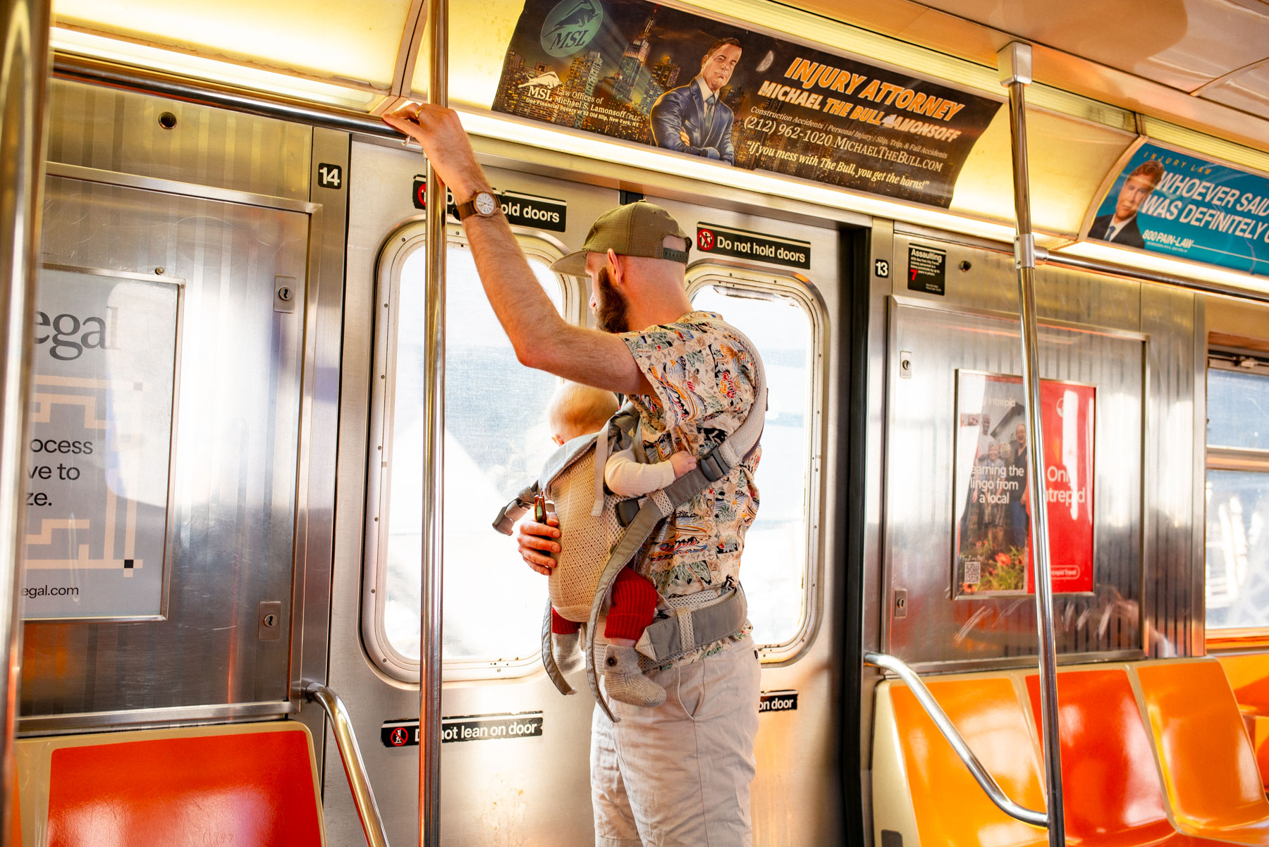 Dad and baby on New York City subway