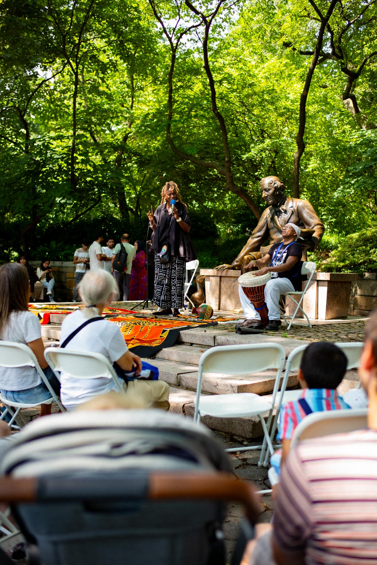 Storytime at Hans Christian Andersen Statue