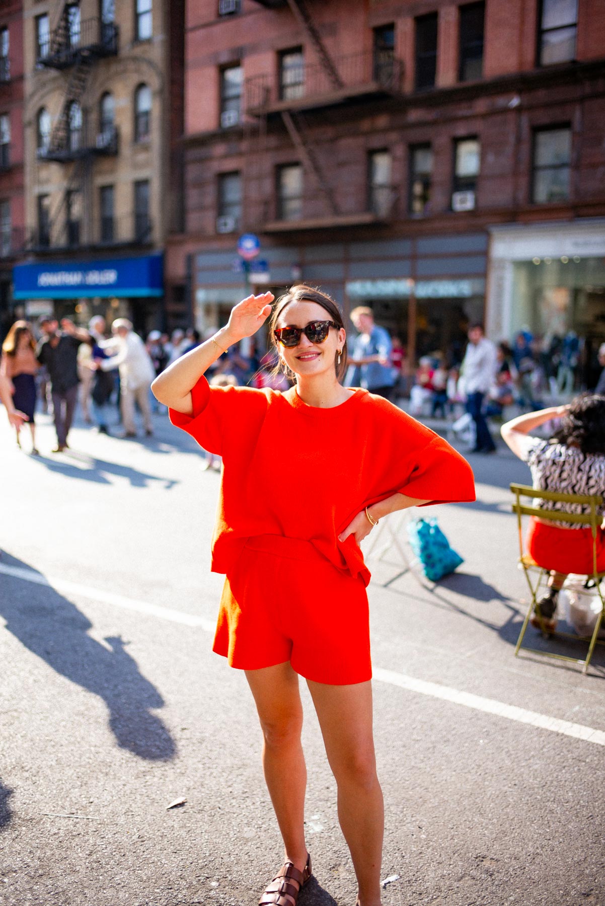 Babaa red set shorts and sweater