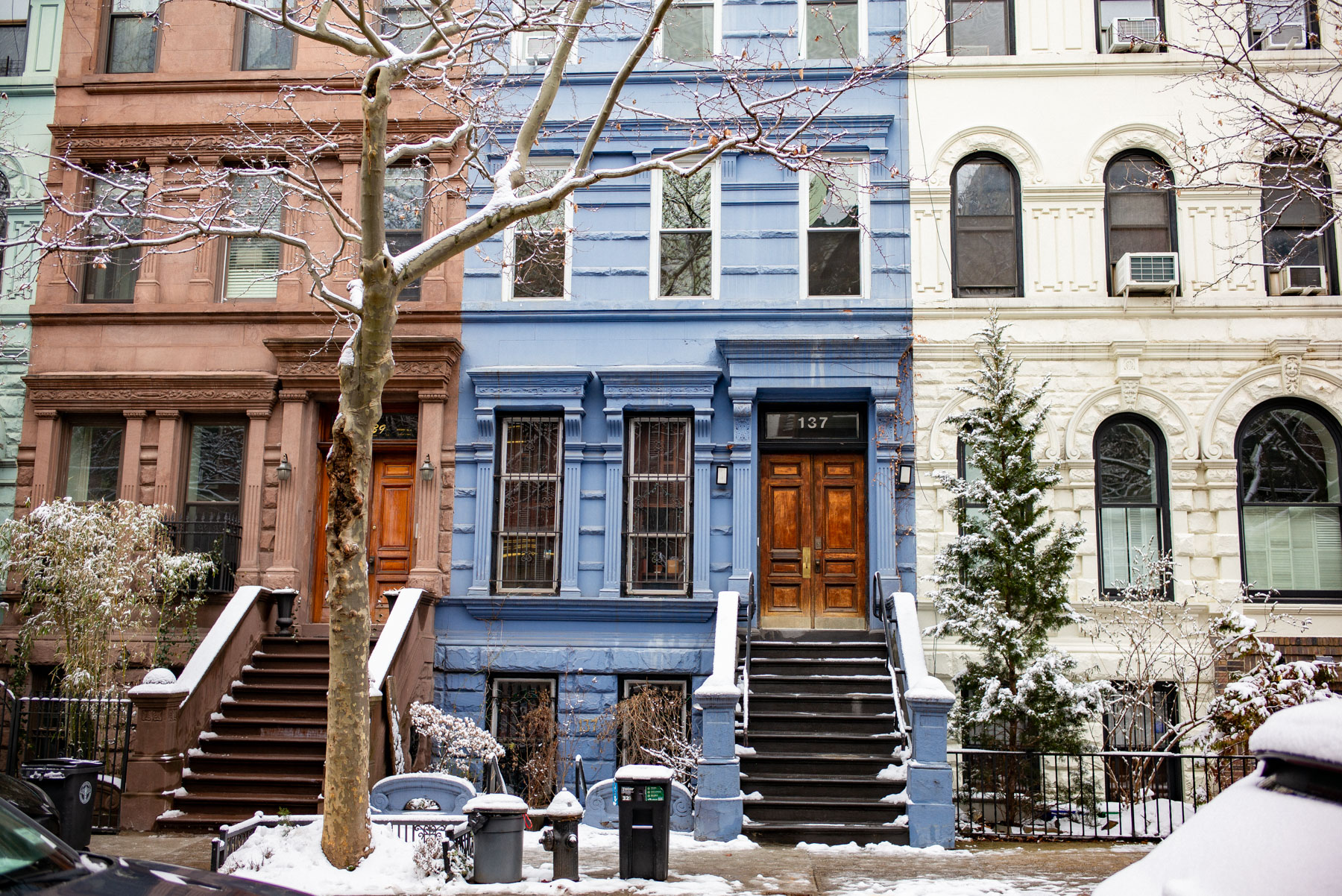 New York City Brownstones on a snowy day