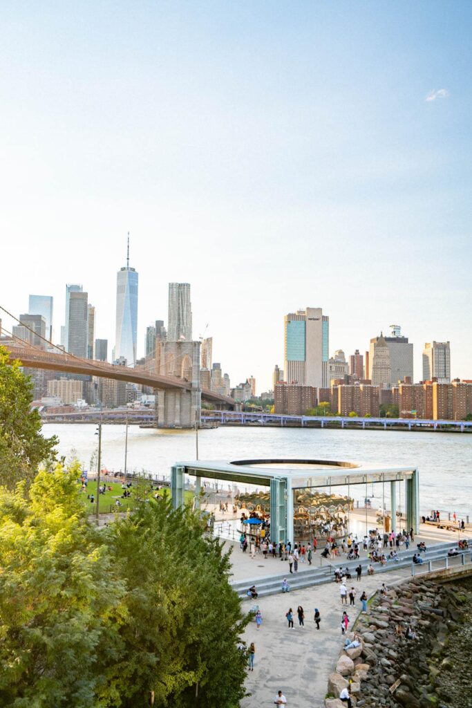 Time Out Market DUMBO with views of the Manhattan Bridge
