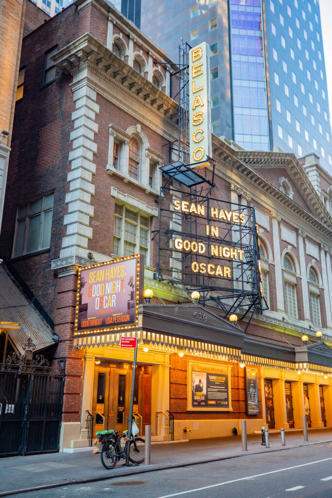 Broadway theater signs in Times Square NYC