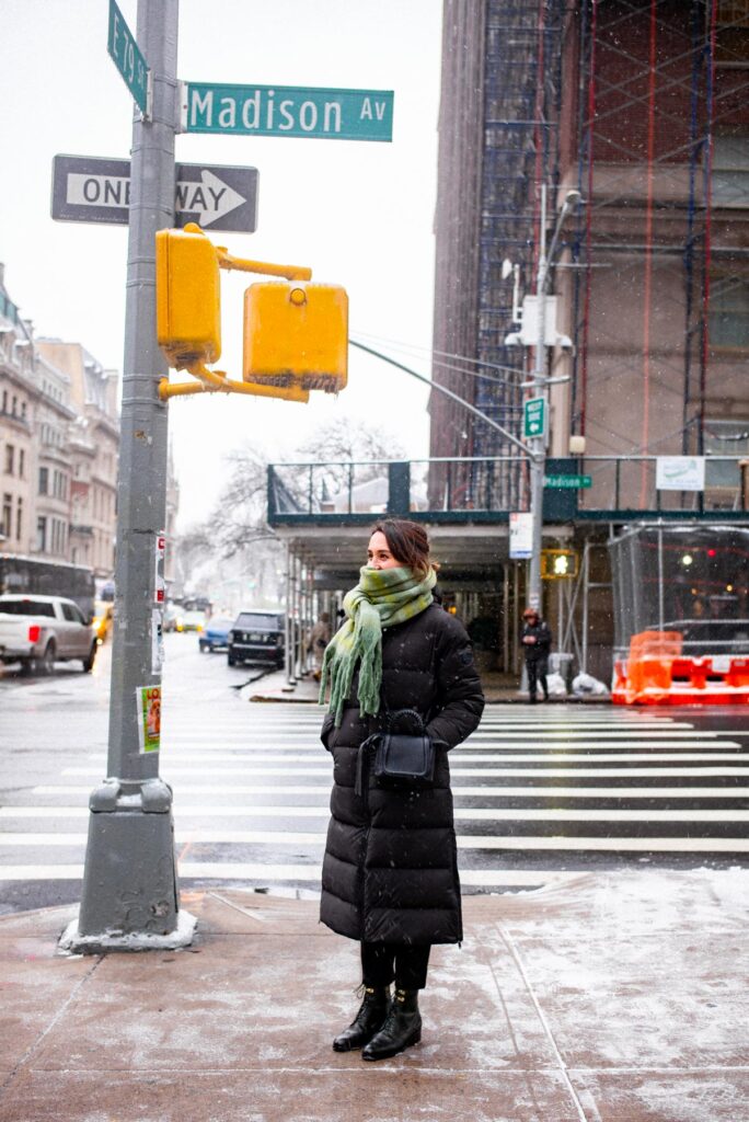 Upper East Side street covered in snow in winter