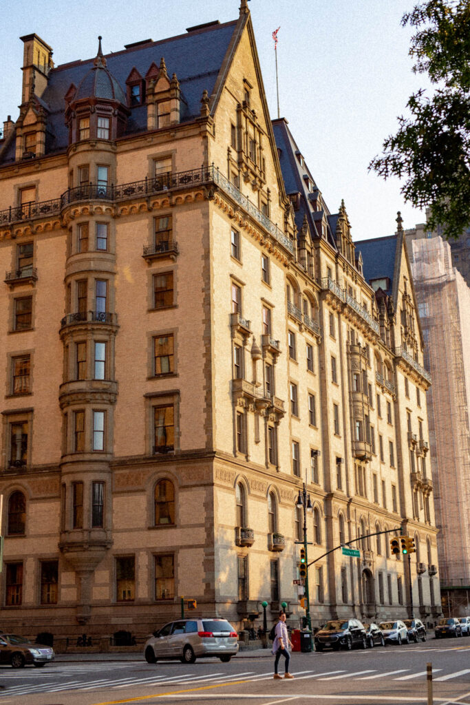 Upper West Side street with trees and brownstones