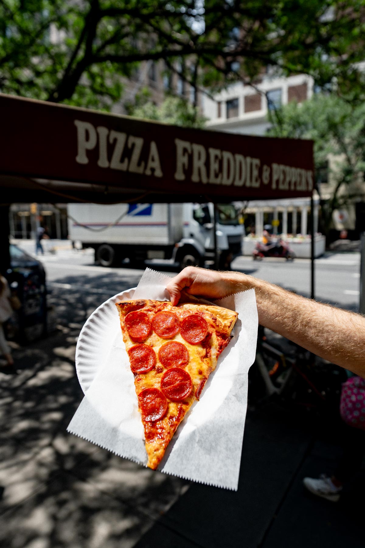 Freddie and Pepper's pizza slice shop on Amsterdam Avenue on the Upper West Side