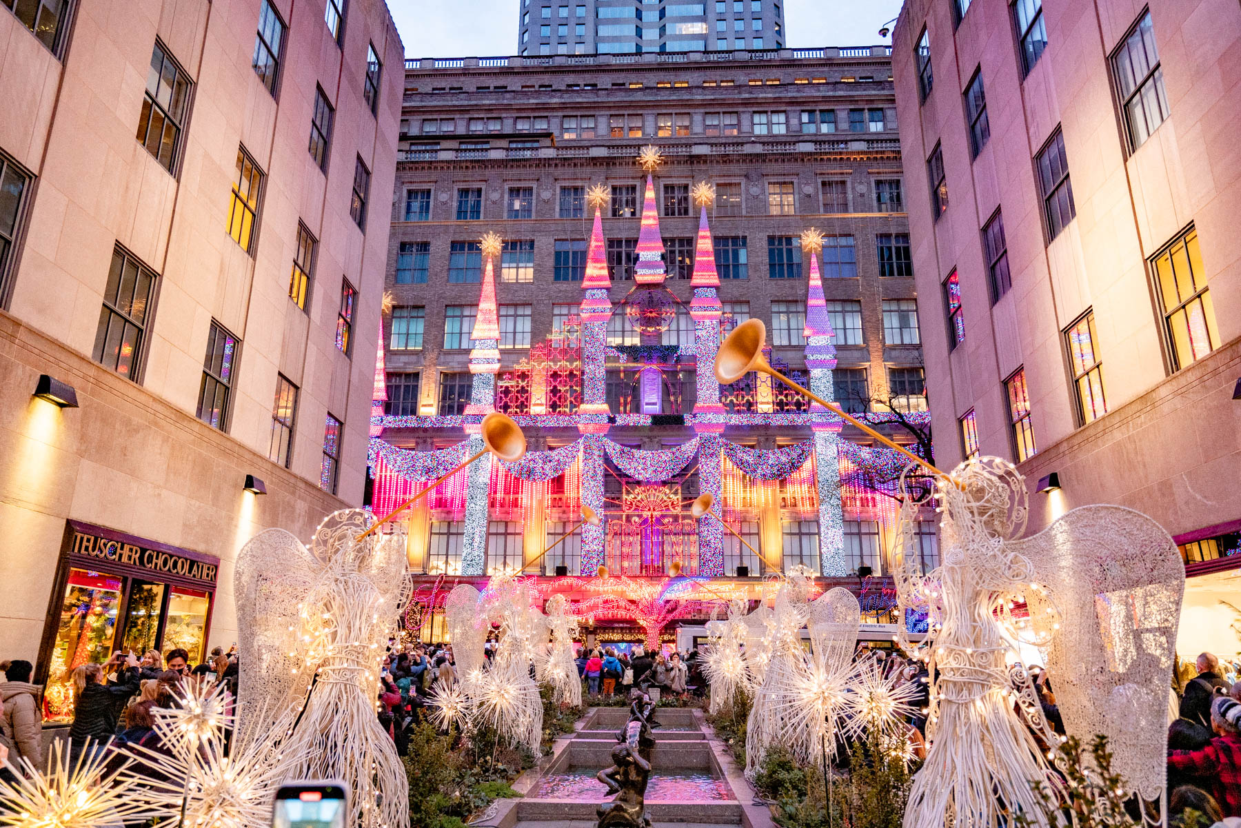 Rockefeller Center in winter near the rink and plaza dining
